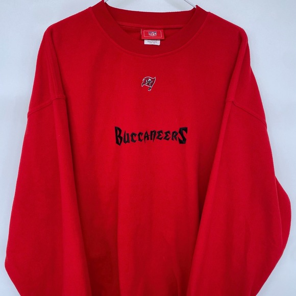 Y2K Tampa Bay Buccaneers Fleece Crewneck Sweatshirt Mens XL Polyester NFL Red - Picture 2 of 4